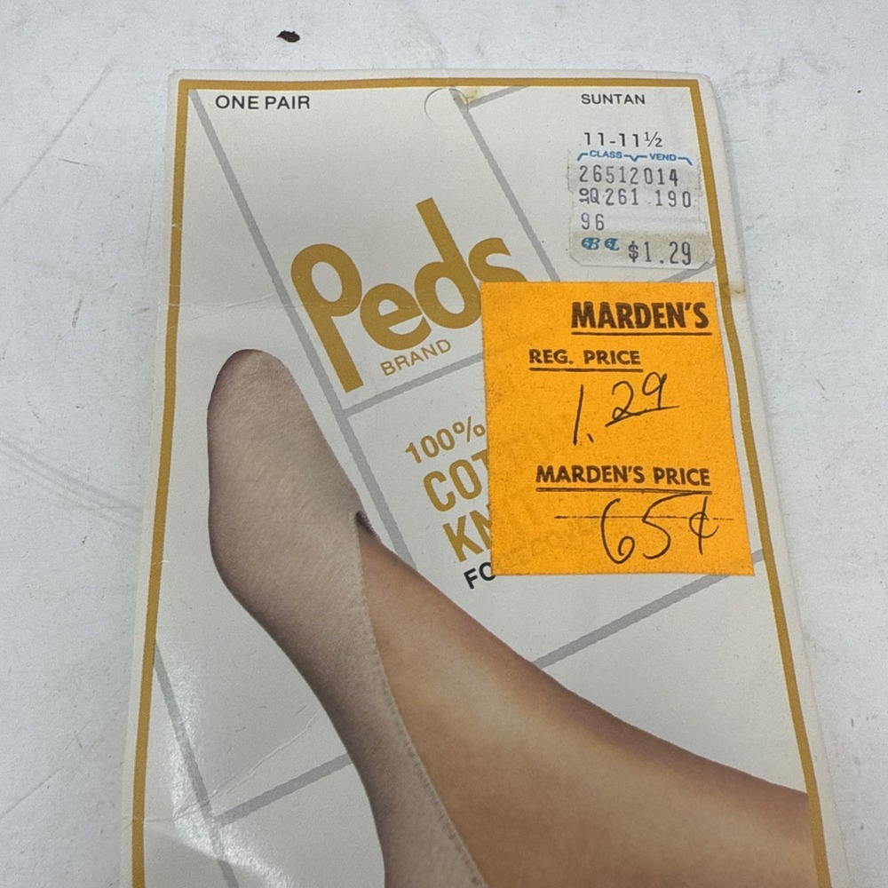 NOS Vintage Peds Womens 11-11 1/2  Cotton Knit Foot Covers Sport Socks Suntan